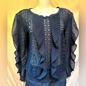 Express Black Lace Ruffle Blouse